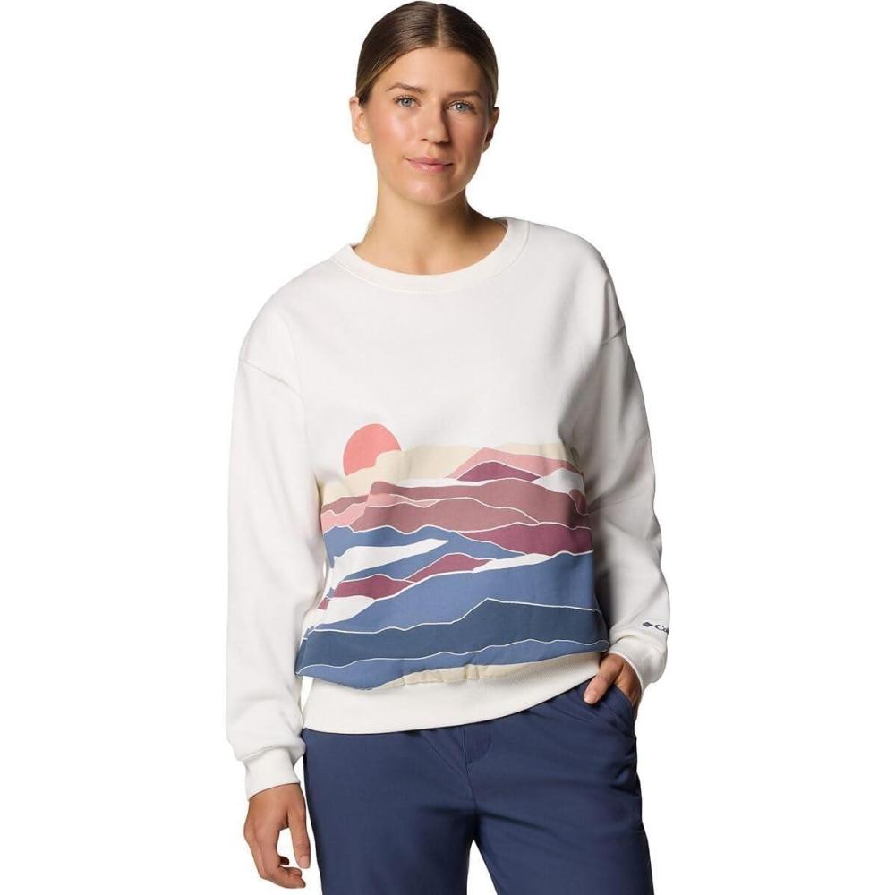 imageColumbia Meridian Creek Crew Sweatshirt  Womens Sea SaltFoggy Hillscape XL