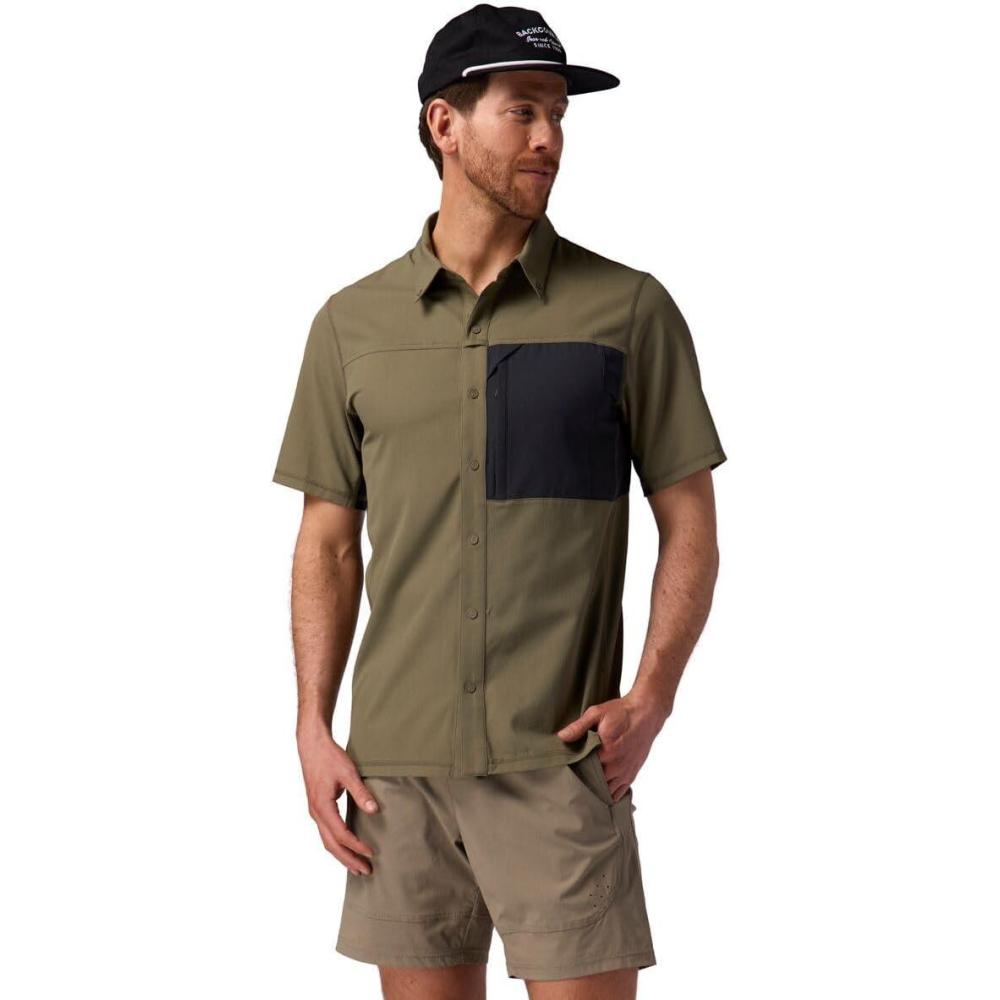 imageBackcountry Tahoe Woven ShortSleeve SnapUp Shirt  MensKalamata  Black