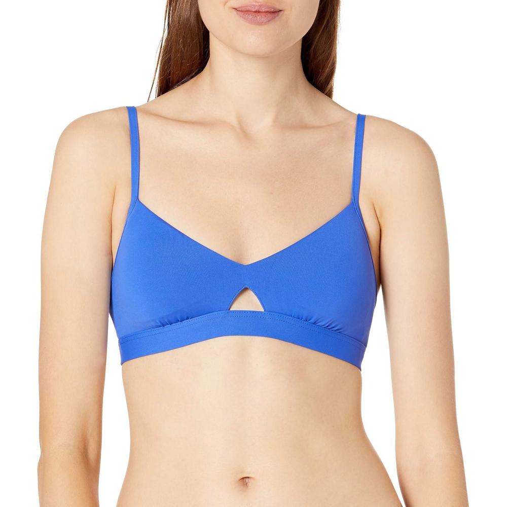 imageSeafolly Womens Active Hybrid Bralette Bikini Top Swimsuit with Center Keyhole DetailActive Cobalt