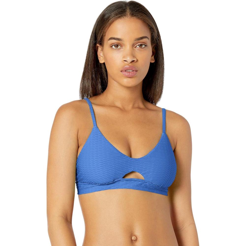 imageSeafolly Womens Active Hybrid Bralette Bikini Top Swimsuit with Center Keyhole DetailLa Luna Baja Blue