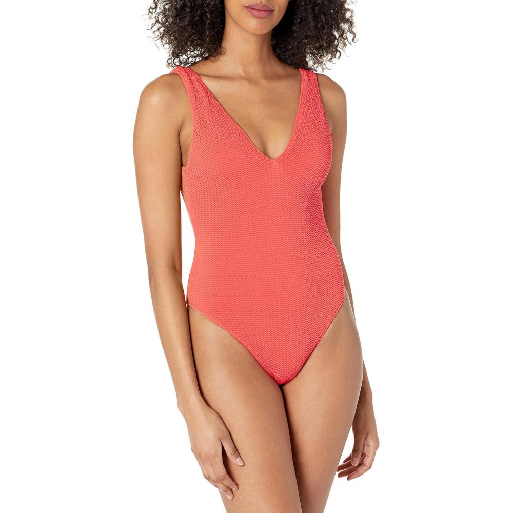imageSeafolly Womens Deep V Neck Over The Shoulder One Piece SwimsuitSea Dive Fiestacora
