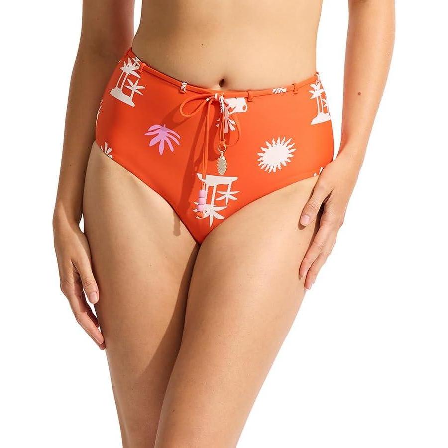 imageSeafolly Womens High Waisted Full Coverage Low Legline Bikini Bottom SwimsuitLa Palma Tamarillo