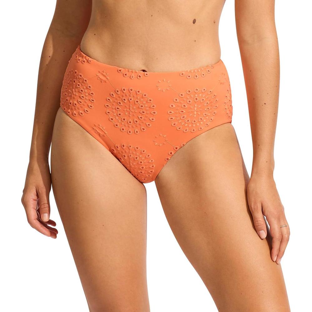 imageSeafolly Womens High Waisted Full Coverage Low Legline Bikini Bottom SwimsuitLulu Melon