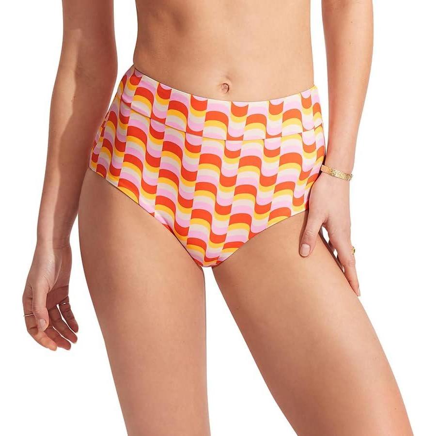 imageSeafolly Womens High Waisted Full Coverage Low Legline Bikini Bottom SwimsuitModern Take Mandarin