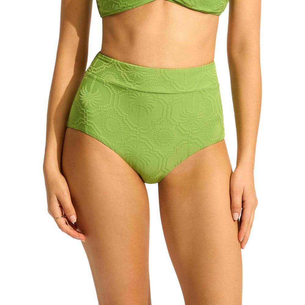 imageSeafolly Womens High Waisted Full Coverage Low Legline Bikini Bottom SwimsuitOasis Sage