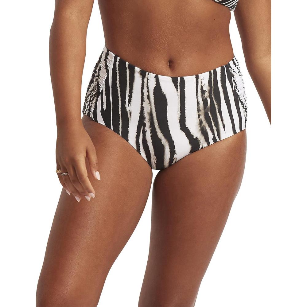 imageSeafolly Womens High Waisted Full Coverage Low Legline Bikini Bottom SwimsuitZahara Black