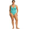 Seafolly Womens Deep V Neck Over The Shoulder One Piece Swimsuit(Poolside Blue Lagoon)