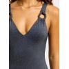 Seafolly Womens Deep V Neck Over The Shoulder One Piece Swimsuit(Poolside Midnight Blue)