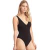 Seafolly Womens Deep V Neck Over The Shoulder One Piece Swimsuit(Sea Dive Black)