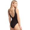 Seafolly Womens Deep V Neck Over The Shoulder One Piece Swimsuit(Sea Dive Black)