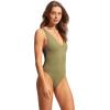 Seafolly Womens Deep V Neck Over The Shoulder One Piece Swimsuit(Sea Dive Khaki)