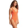 Seafolly Womens Deep V Neck Over The Shoulder One Piece Swimsuit(Sea Dive Mandarin)
