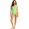 Seafolly Womens Deep V Neck Over The Shoulder One Piece Swimsuit(Sea Dive Summer Green)