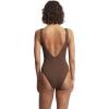 Seafolly Womens Deep V Neck Over The Shoulder One Piece Swimsuit(Sea Dive Tiramisu)