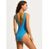 Seafolly Womens Deep V Neck Over The Shoulder One Piece Swimsuit(Sea Dive Turquoise)