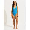 Seafolly Womens Deep V Neck Over The Shoulder One Piece Swimsuit(Sea Dive Turquoise)