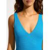 Seafolly Womens Deep V Neck Over The Shoulder One Piece Swimsuit(Sea Dive Turquoise)