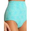 Seafolly Women’s High Waisted Full Coverage Low Legline Bikini Bottom Swimsuit(Marloe Atoll Blue)