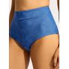 Seafolly Women’s High Waisted Full Coverage Low Legline Bikini Bottom Swimsuit(Oasis Ultramarine)