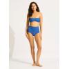 Seafolly Women’s High Waisted Full Coverage Low Legline Bikini Bottom Swimsuit(Oasis Ultramarine)