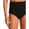 Seafolly Women’s High Waisted Full Coverage Low Legline Bikini Bottom Swimsuit(Second Wave Black)