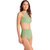 Seafolly Women’s High Waisted Full Coverage Low Legline Bikini Bottom Swimsuit(Second Wave Palm Green)