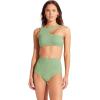 Seafolly Women’s High Waisted Full Coverage Low Legline Bikini Bottom Swimsuit(Second Wave Palm Green)