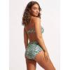 Seafolly Women’s High Waisted Full Coverage Low Legline Bikini Bottom Swimsuit(Wild at Heart Evergreen)