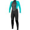O’Neill Women’s Reactor-2 3:2mm Back Zip Full Wetsuit, Lightweight Warmth with Good Flexibility for Surfing, Paddleboarding, Kayaking(Black/Light Aqua)
