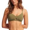 Seafolly Women’s Active Hybrid Bralette Bikini Top Swimsuit with Center Keyhole Detail(Eco Collective Olive)