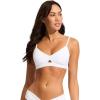 Seafolly Women’s Active Hybrid Bralette Bikini Top Swimsuit with Center Keyhole Detail(White)