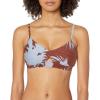 Seafolly Women’s Active Hybrid Bralette Bikini Top Swimsuit with Center Keyhole Detail(Wild Tropics Amber)