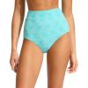 Seafolly Women’s High Waisted Full Coverage Low Legline Bikini Bottom Swimsuit(Marloe Atoll Blue)