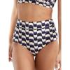 Seafolly Women’s High Waisted Full Coverage Low Legline Bikini Bottom Swimsuit(Modern Take Black)