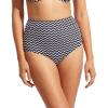 Seafolly Women’s High Waisted Full Coverage Low Legline Bikini Bottom Swimsuit(Sienna True Navy)
