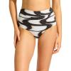 Seafolly Women’s High Waisted Full Coverage Low Legline Bikini Bottom Swimsuit(Wavelength Black)