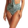 Seafolly Women’s High Waisted Full Coverage Low Legline Bikini Bottom Swimsuit(Wild at Heart Evergreen)