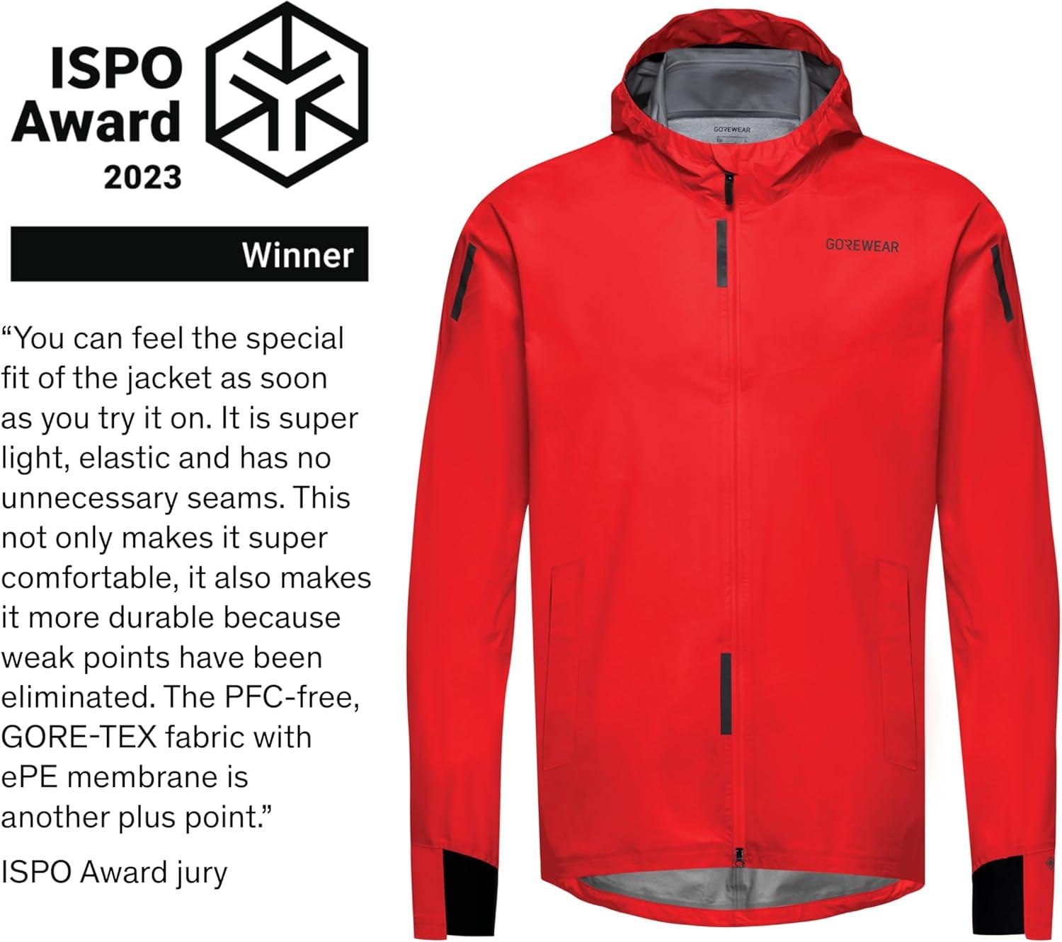 imageGOREWEAR Mens CONCURVE GTX Running Jacket Black MediumUtility Red