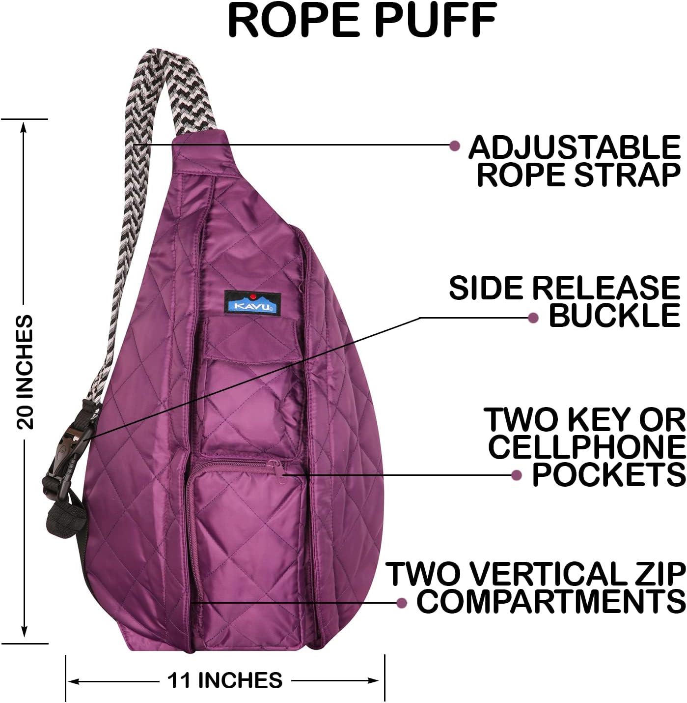 imageKAVU Original Rope Puff Diamond Quilted Mini Sling Pack TaupeSunset Purple