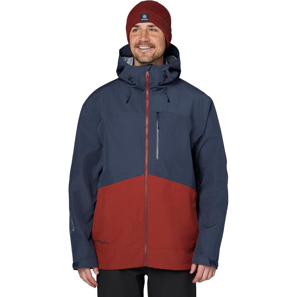 imageFlylow Mens Knight Jacket Waterproof Breathable Ski ampamp Snowboard CoatNightRedwood