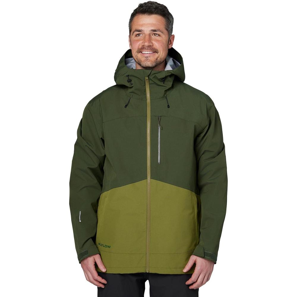 imageFlylow Mens Knight Jacket Waterproof Breathable Ski ampamp Snowboard CoatPineMoss