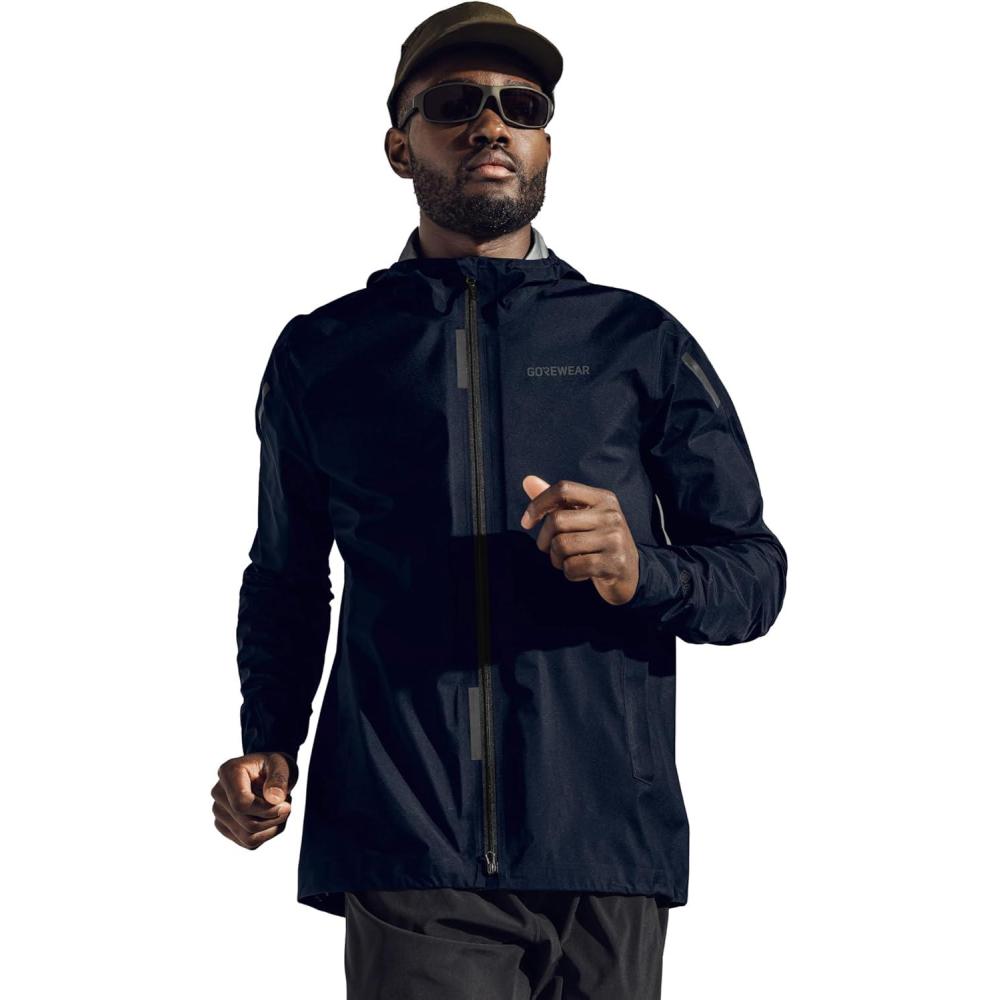 imageGOREWEAR Mens CONCURVE GTX Running Jacket Black MediumOrbit Blue