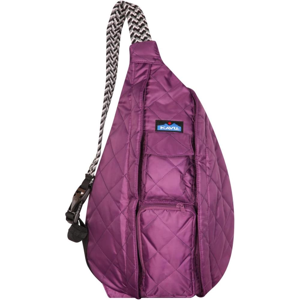 imageKAVU Original Rope Puff Diamond Quilted Mini Sling Pack TaupeSunset Purple