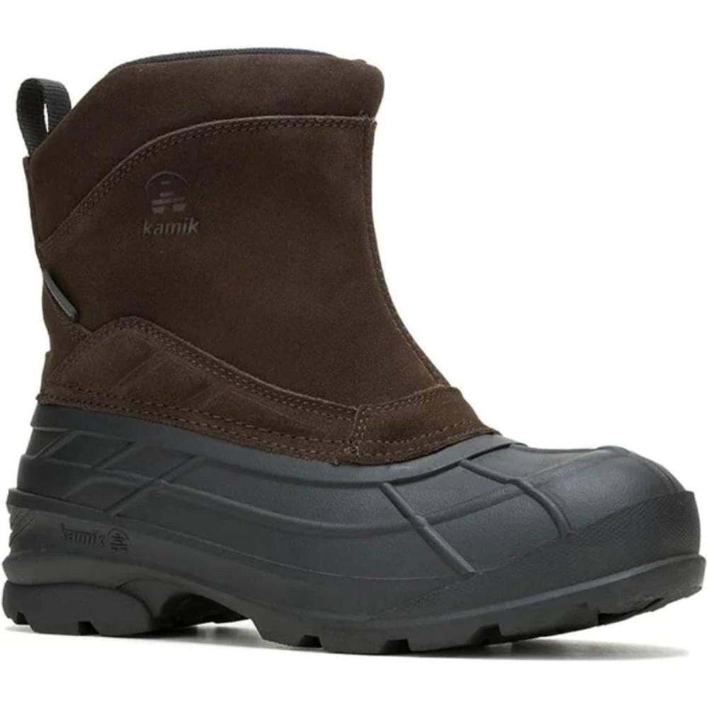 imageKamik Champlain 3quot Mens Waterproof Winter Boots Side Zipper Warm Insulated Suede Upper Non Slip Rubber SoleDark Brown