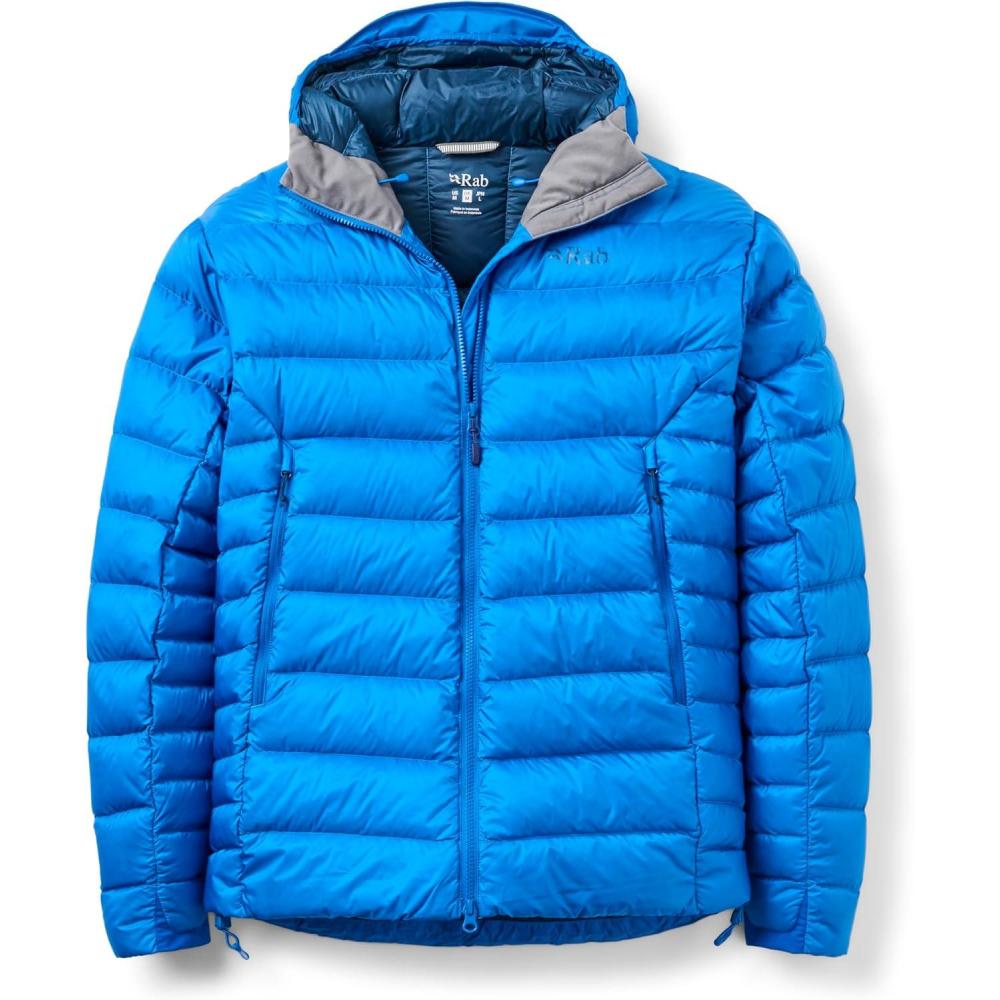 imageRab Mens Electron Pro 800Fill Down Hooded Jacket for Climbing ampamp MountaineeringMaya Blue