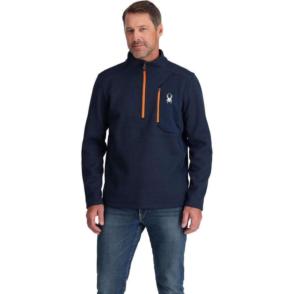 imageSpyder mens Bandit 12 Zip Fleece Ski Mid Layer Sweater JacketTrue Navy