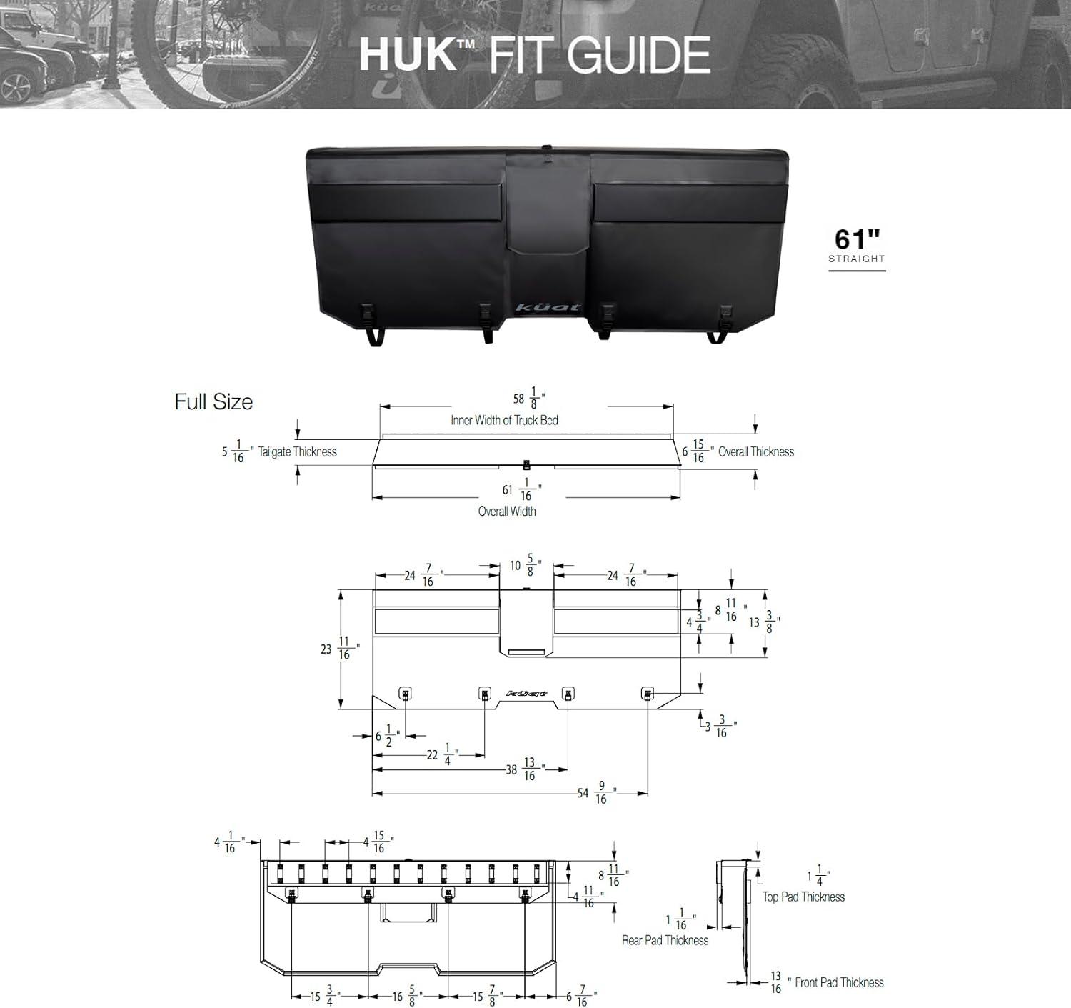 imageKUAT HUK 54quot Straight Durable SoftTouch TPU Padded Pickup Truck Tailgate Bike Hauling Transportation EasyAccess Protective Pad wNylon Straps Metal GHook Buckles ampamp RollUp Window Black61 Straight Tailgate Pad