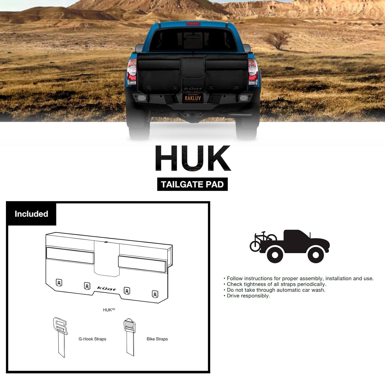 imageKUAT HUK 54quot Straight Durable SoftTouch TPU Padded Pickup Truck Tailgate Bike Hauling Transportation EasyAccess Protective Pad wNylon Straps Metal GHook Buckles ampamp RollUp Window Black61 Straight Tailgate Pad