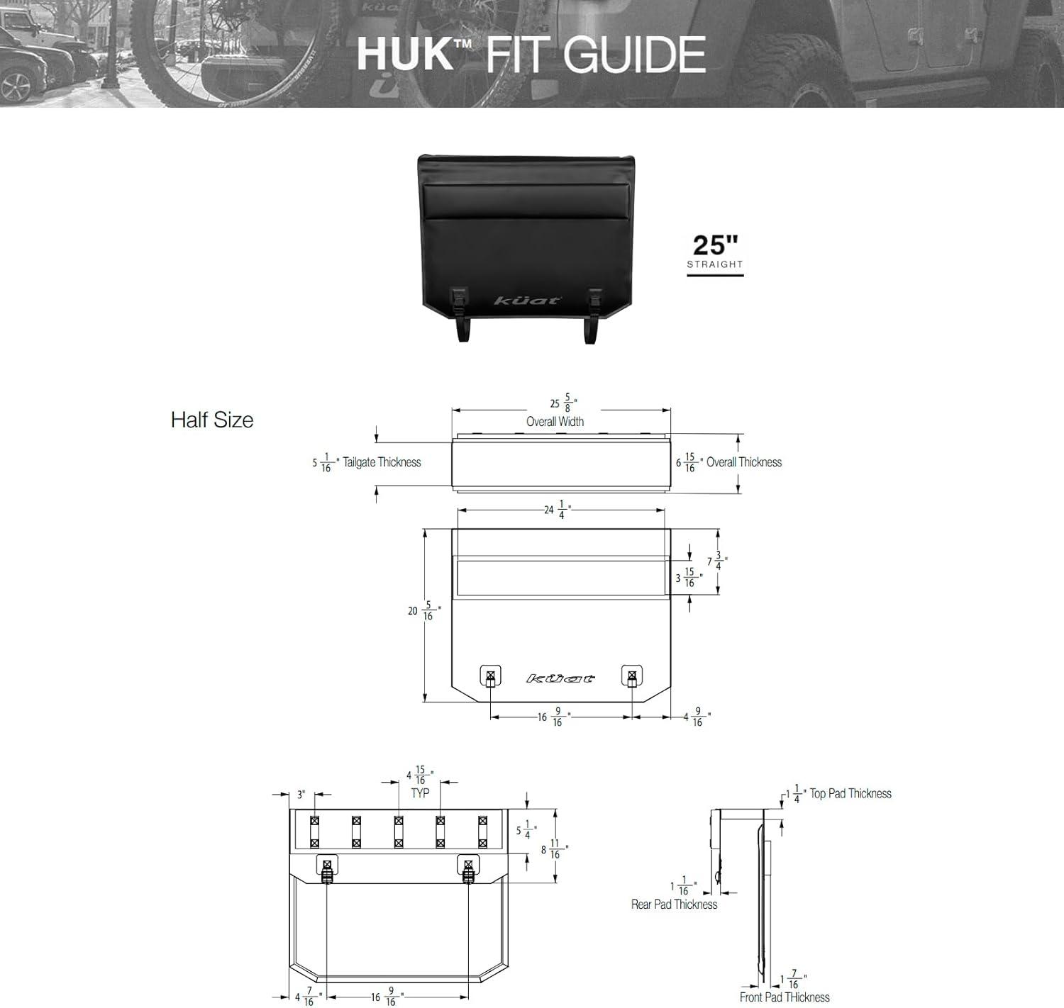 imageKUAT HUK 54quot Straight Durable SoftTouch TPU Padded Pickup Truck Tailgate Bike Hauling Transportation EasyAccess Protective Pad wNylon Straps Metal GHook Buckles ampamp RollUp Window Black25 Half Tailgate Pad
