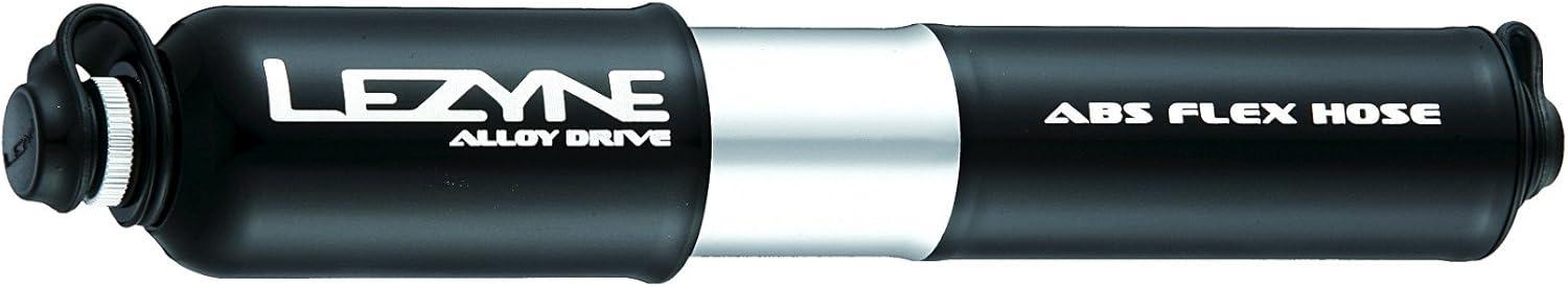 imageLEZYNE Alloy Drive Bicycle Tire Hand Pump High Volume 90psi Presta ampamp Schrader ABS Flex Hose Compact Bike PumpBlackHi GlossMedium 216mm